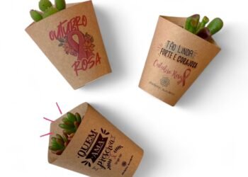 Mini Suculenta Outubro Rosa | Brindes Personalizados